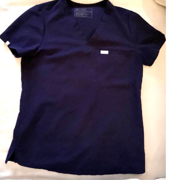 EUC FIGS Scrub Top Catarina One-Pocket V-Neck Short Sleeve Navy Women's XS - Picture 1 of 4